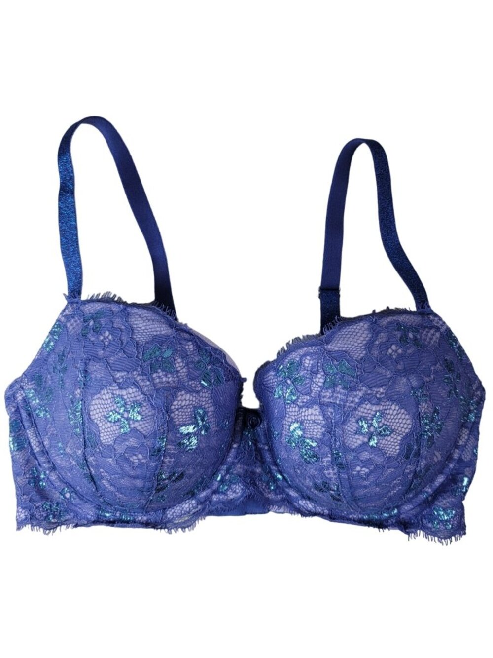 Victoria's Secret Dream Angels Lined Demi Bra Purple 32DD Sparkle Lace Underwire